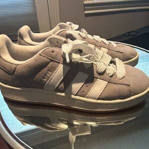 Adidas Unisex Taupe and White Sneakers